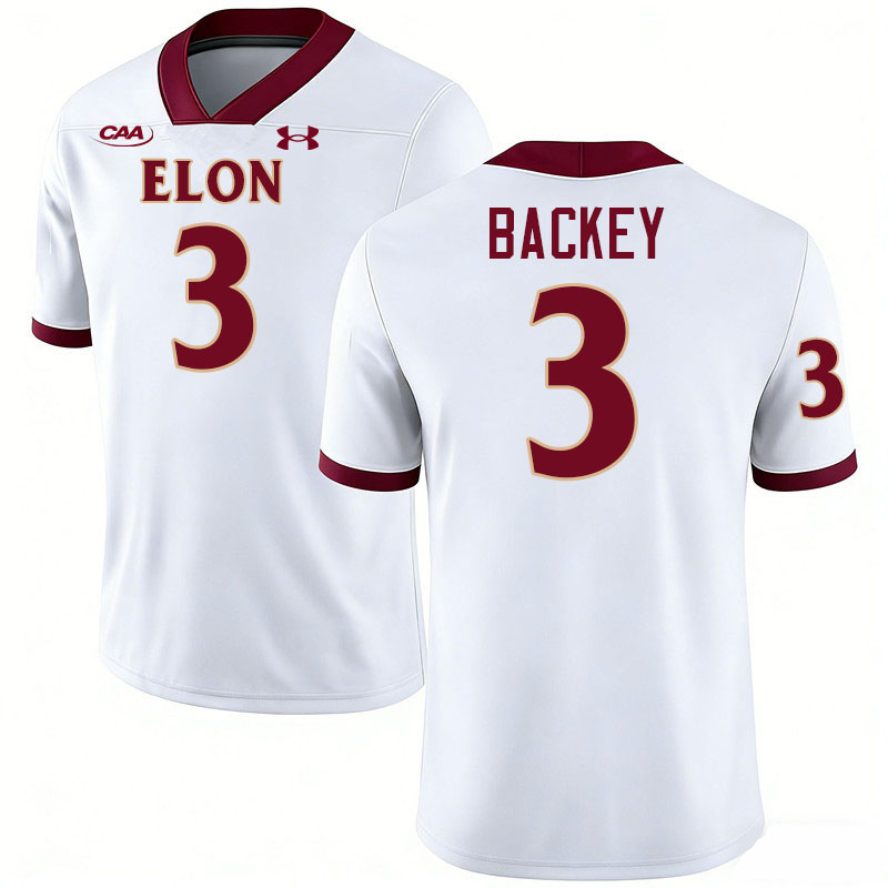 Elon Phoenix #3 Landyn Backey College Football Jerseys,Uniforms-White